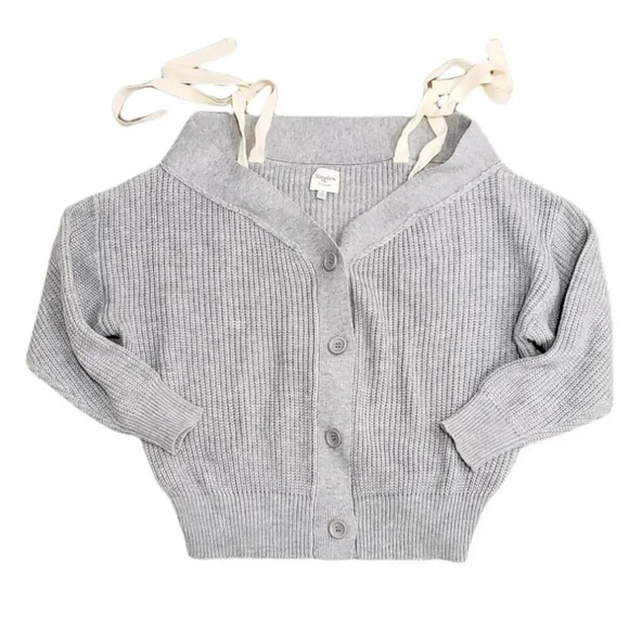 Hayden Los Angeles Gray Off Shoulder Cardigan Sweater M - Picture 1 of 4